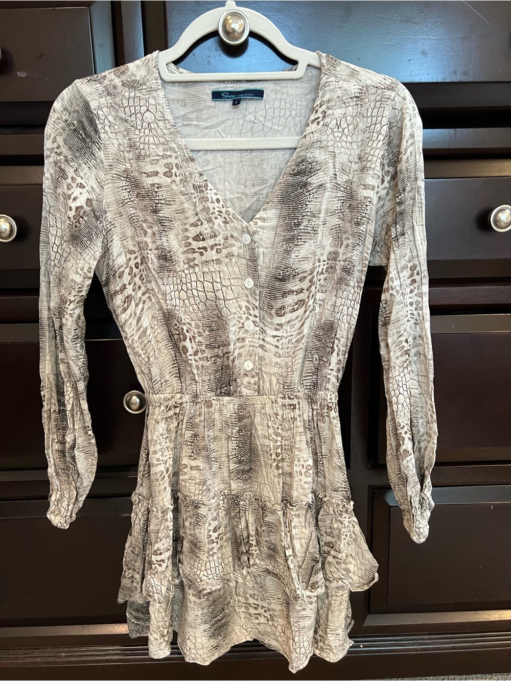 Sleeper & Co. Beige Snake-Print Mini Dress